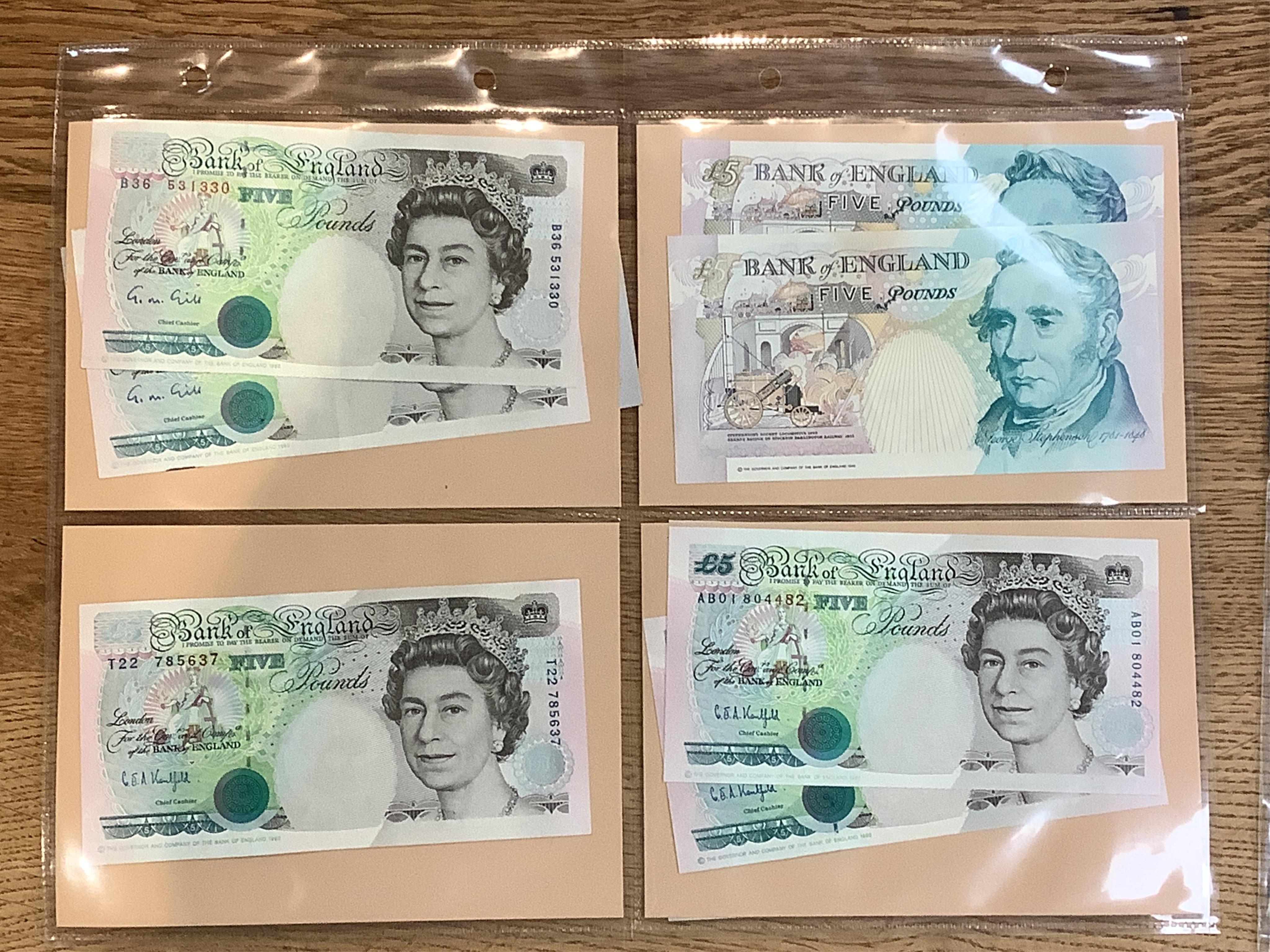 A group of 34 assorted ERII Five Pound banknotes